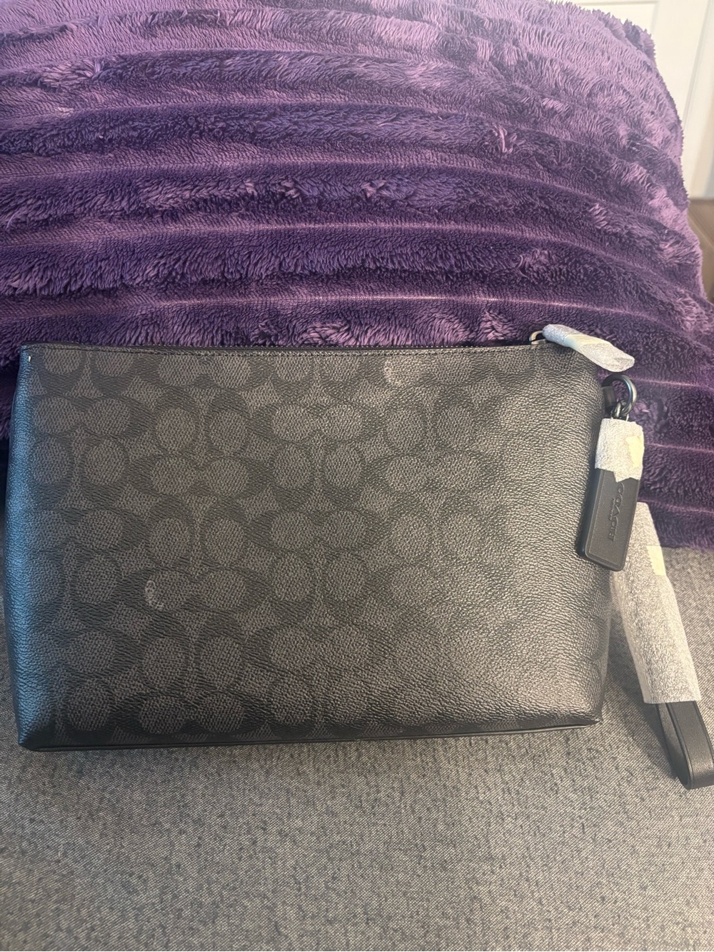 Coach Black Signature Canvas Wristlet Clutch
